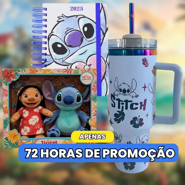 [Promo da Semana] – Kit Fan Stitch com Garrafa, Agenda e Pelúcia